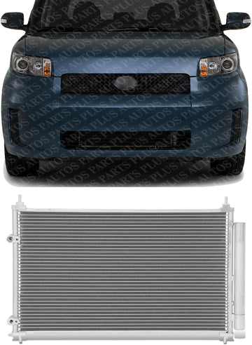 Front AC Condenser Aluminum Core Direct Replacement Compatible With 2009-2010 Pontiac Vibe / 2009-2019 Toyota Corolla / 2008-2016 Scion SC3030105 8845012280 8845012340