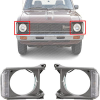 Set Of 2 Front Head Lamp Bezels With Parking Light Holes Primed Left Driver & Right Passenger Side Direct Replacement Compatible With 1979-1981 Toyota Pickup TO2512133 TO2513133