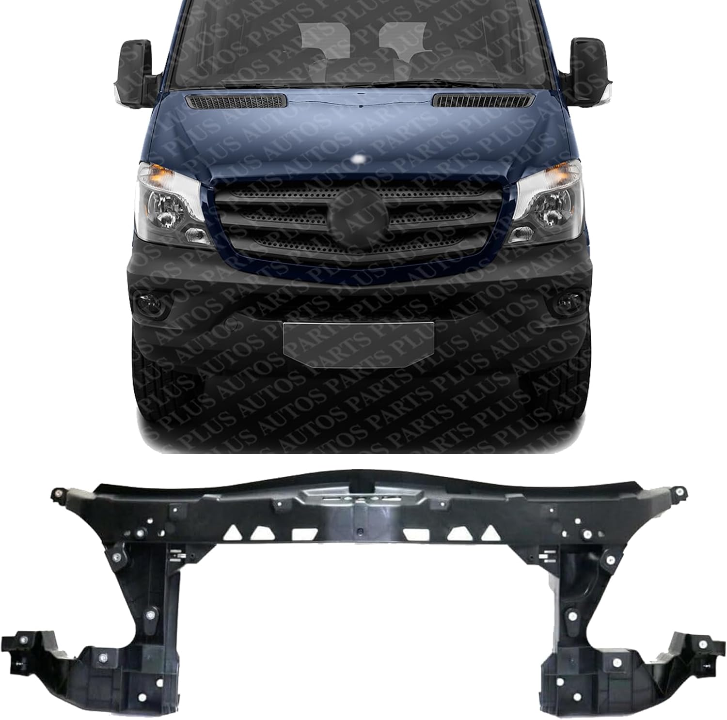 Front Radiator Support Composite Assembly Plastic With Steel Direct Replacement Compatible With 2014-2018 Mercedes Benz Sprinter 2500/3500 MB1225181 9068800403