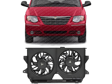 Front Dual Fan Assembly Direct Replacement Compatible with 2005-2007 Chrysler Town & Country/Caravan/Grand CH3115145 4677695AB