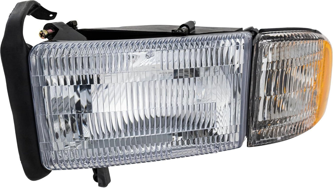 Front Head Light Assembly Left Driver Side Direct Replacement Compatible With 1994-2002 Dodge Ram 1500 2500 3500 CH2502101 55076749AD 55076749AO