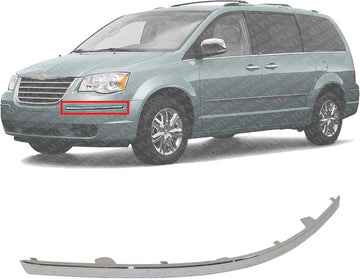 Front Bumper Molding Chrome Plastic Left Driver Side Direct Replacement Compatible With 2008-2010 Chrysler Town And Country CH1046102 5113149AA