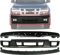 Front Bumper Primed Steel + Extension + Lower Valance Textured Direct Replacement Compatible With 2004-2012 Chevrolet Colorado/GMC Canyon GM1000722 GM1002461 GM1092183 12335805