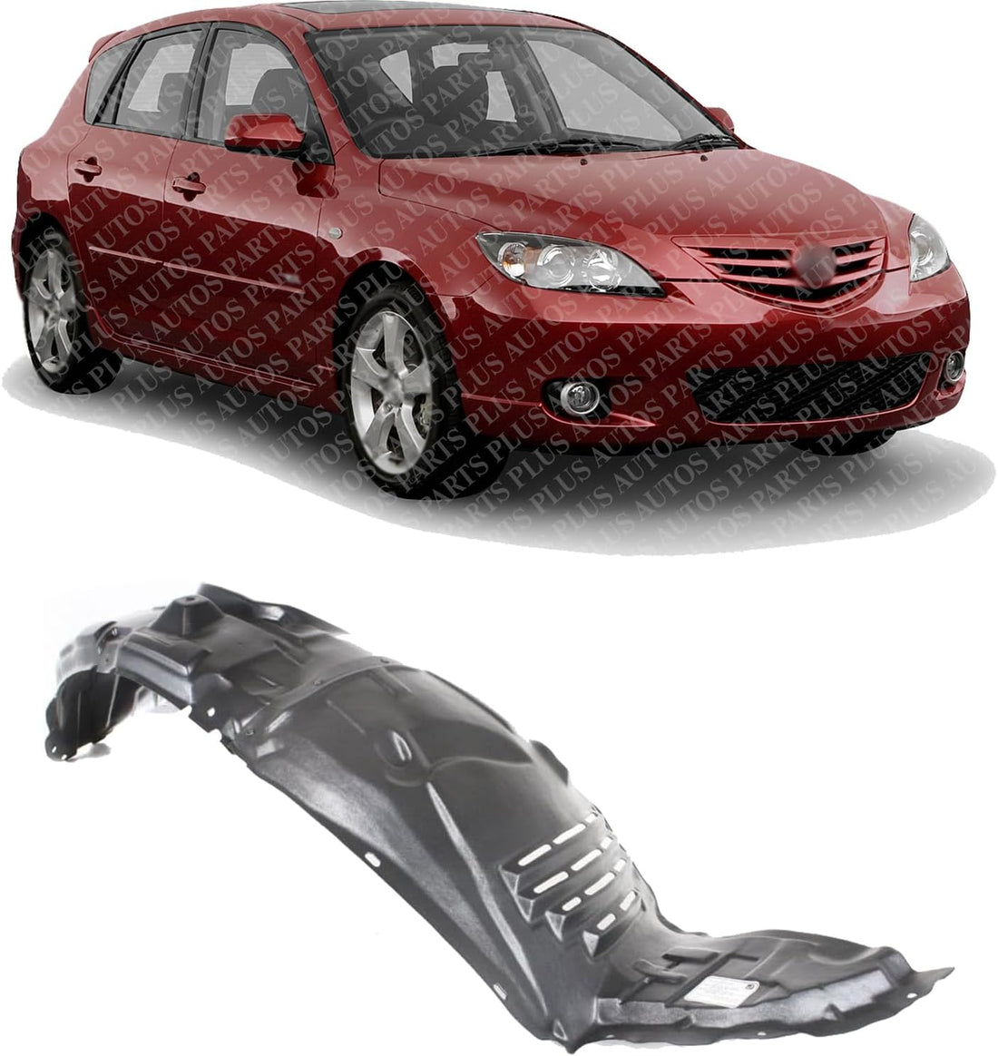 Front Fender Liner Right Passenger Side Direct Replacement Compatible With 2004-2009 Mazda 3 MA1249126 BP4L56130E