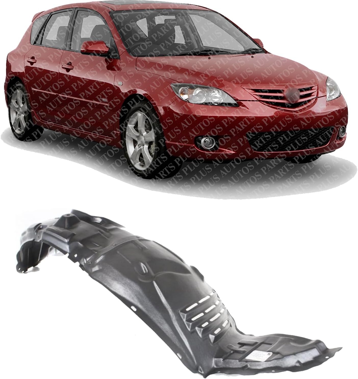 Front Fender Liner Right Passenger Side Direct Replacement Compatible With 2004-2009 Mazda 3 MA1249126 BP4L56130E