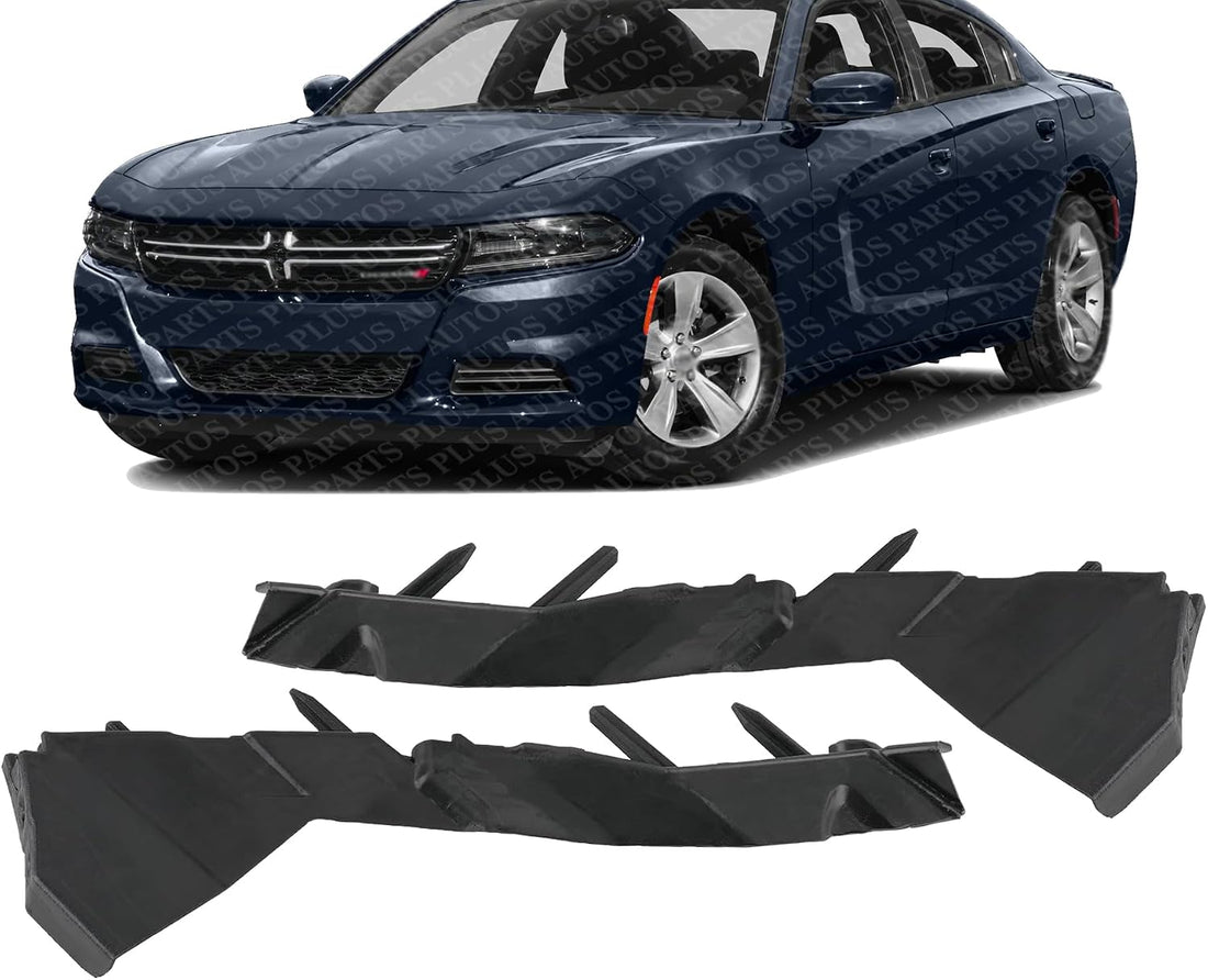 Set Of 2 Front Bumper Bracket Plastic Left Driver & Right Passenger Side Direct Replacement Compatible With 2015-2023 Dodge Charger CH1043111 CH1042111 68226532AA 68226533AA