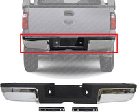 Rear Bumper Face Bar With Mounting Bracket And Pad Provision Chrome Direct Replacement Compatible With 2008-2016 Ford F-Super Duty FO1103148 9C3Z17906B