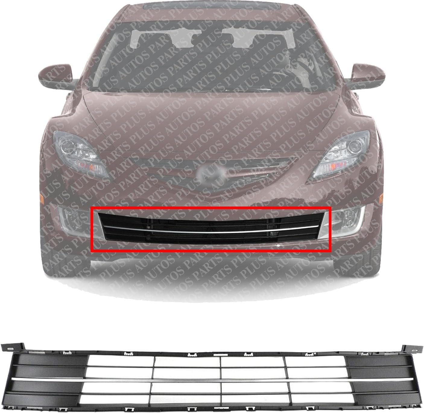 Front Bumper Lower Grille Textured Direct Replacement Compatible With 2009-2013 Mazda 6 MA1036110 GS3N501T1A