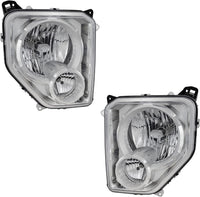 Set Of 2 Front Head Light Assembly Chrome Interior Left Driver & Right Passenger Side Direct Replacement Compatible With 2008-2012 Jeep Liberty CH2502196 CH2503196 55157339AE