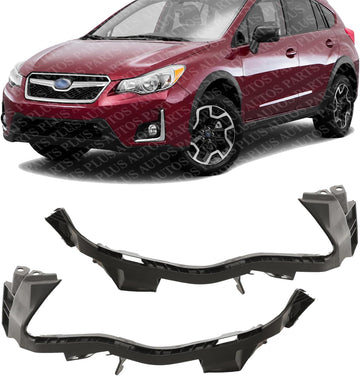 Set Of 2 Front Bumper Bracket Plastic Left Driver & Right Passenger Side Direct Replacement Compatible With 2012-2016 Subaru Impreza / 2013-2017 Subaru XV Crosstrek