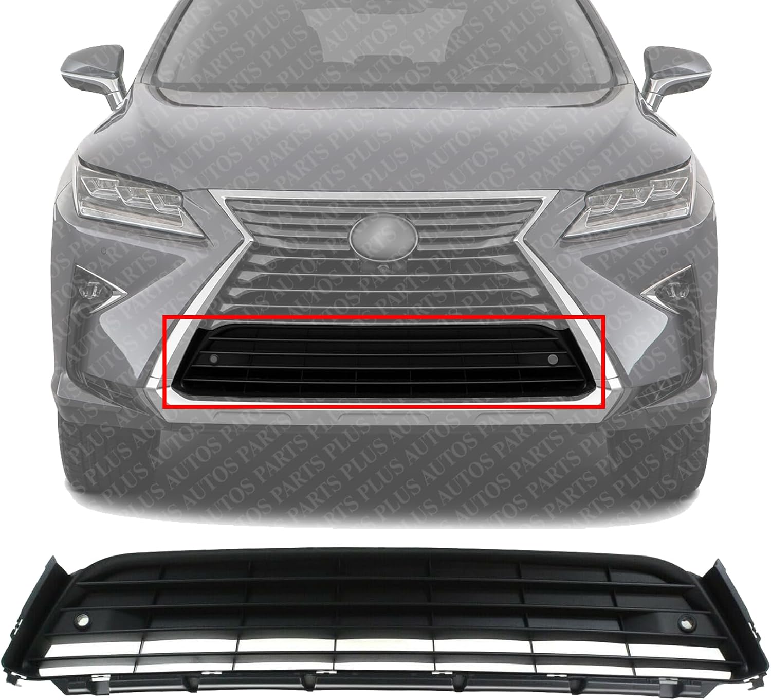 Front Bumper Grille Primed Shell And Insert Plastic Direct Replacement Compatible With 2016-2019 Lexus RX350 / RX450h LX1036127 531120E150