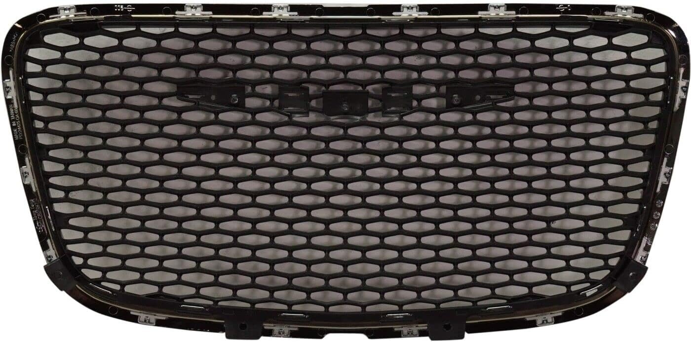 Front Grille Chrome Shell With Painted Silver Gray Insert Direct Replacement Compatible With 2015-2022 Chrysler 300 CH1200394 5SW16LAUAE