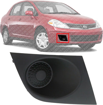 Front Fog Light Cover Right Passenger Side Direct Replacement Compatible With 2007-2012 Nissan Versa NI1039111 62256EM30A
