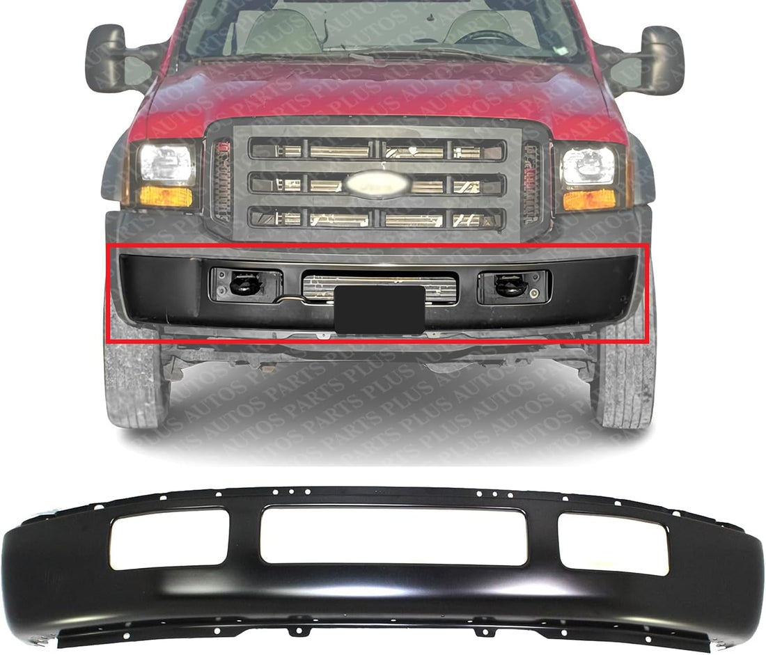 Front Bumper Face Bar Primed Steel With Fender Flare Holes Direct Replacement Compatible With 2005-2007 Ford F-450 / F-550 Super Duty FO1002397 5C3Z17757EAA