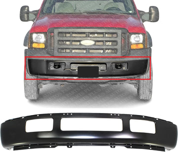 Front Bumper Face Bar Primed Steel With Fender Flare Holes Direct Replacement Compatible With 2005-2007 Ford F-450 / F-550 Super Duty FO1002397 5C3Z17757EAA