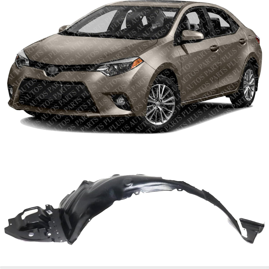Front Fender Liner Vacuum Form Left Driver Side Direct Replacement Compatible With 2014-2016 Toyota Corolla TO1248178 5387602480
