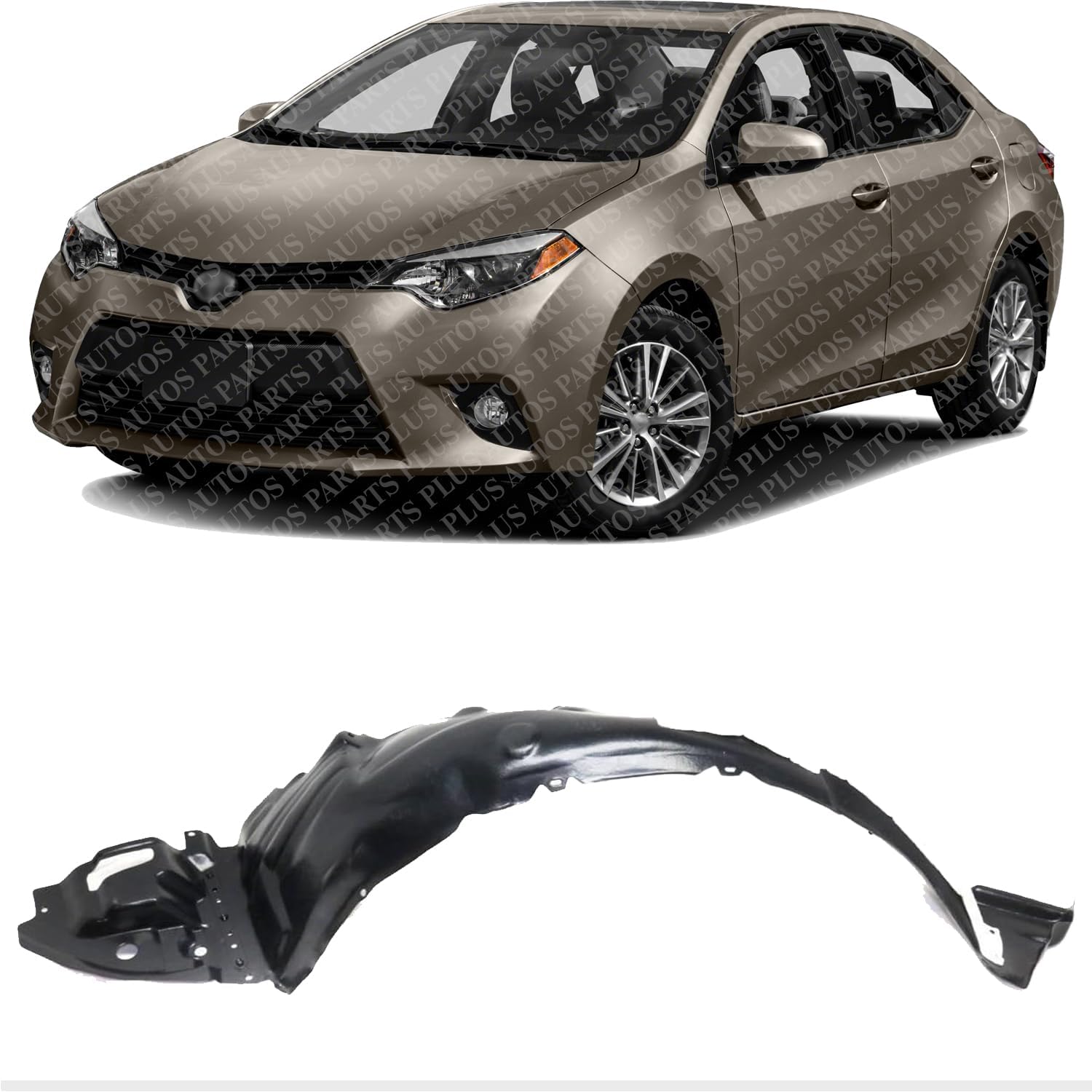 Front Fender Liner Vacuum Form Left Driver Side Direct Replacement Compatible With 2014-2016 Toyota Corolla TO1248178 5387602480