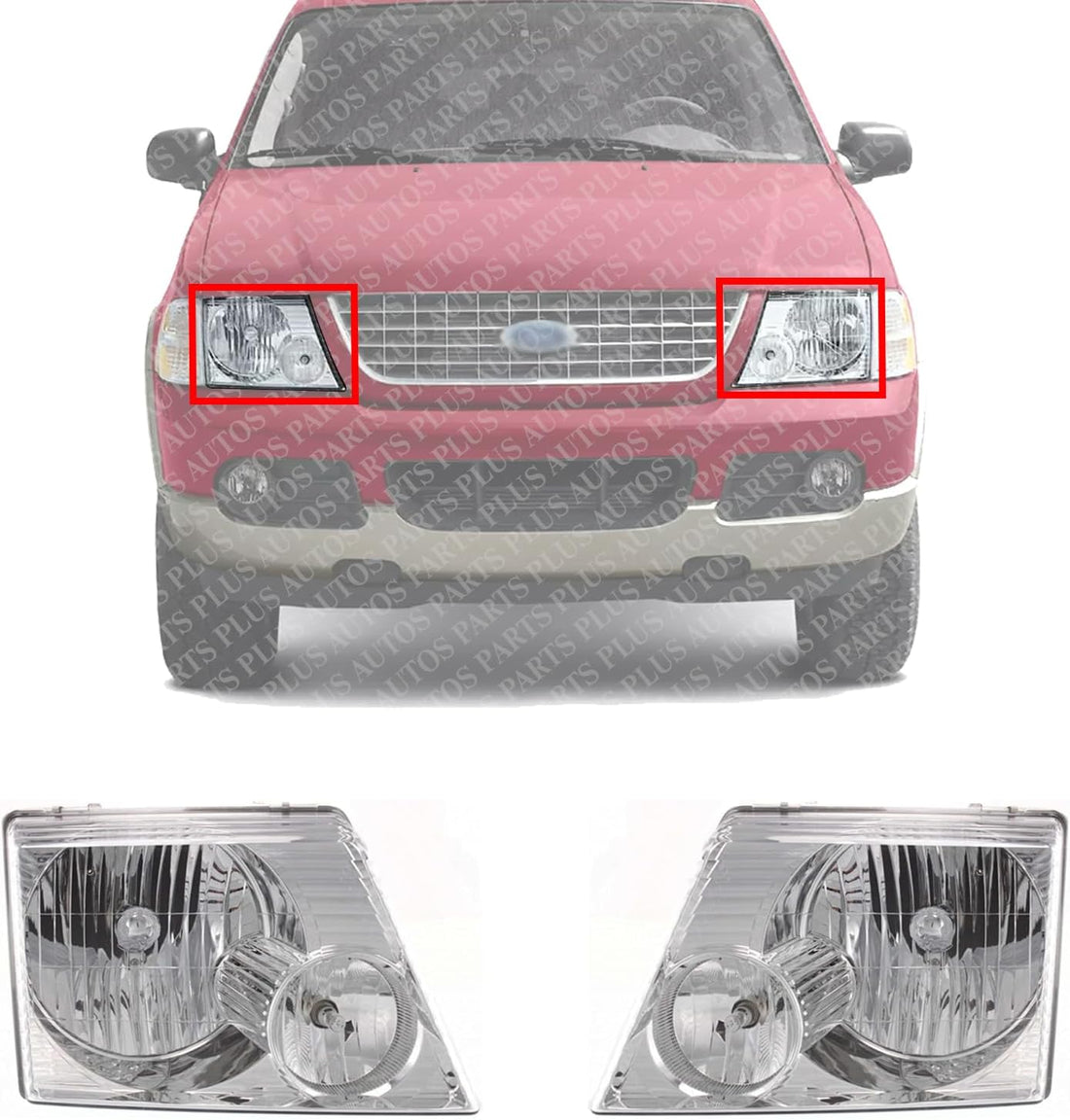 Set Of 2 Front Headlight Assembly Right Passenger & Left Driver Side Direct Replacement Compatible With 2002-2005 Ford Explorer FO2503176 FO2502176 1L2Z13008AA 1L2Z13008AB