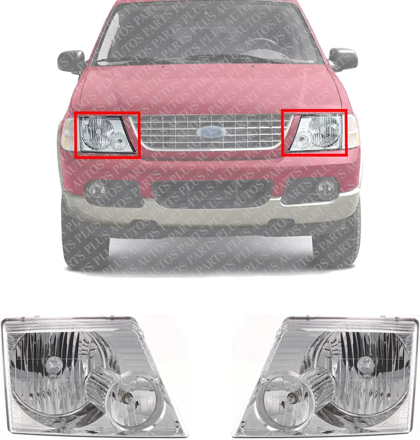 Set Of 2 Front Headlight Assembly Right Passenger & Left Driver Side Direct Replacement Compatible With 2002-2005 Ford Explorer FO2503176 FO2502176 1L2Z13008AA 1L2Z13008AB