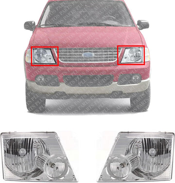 Set Of 2 Front Headlight Assembly Right Passenger & Left Driver Side Direct Replacement Compatible With 2002-2005 Ford Explorer FO2503176 FO2502176 1L2Z13008AA 1L2Z13008AB