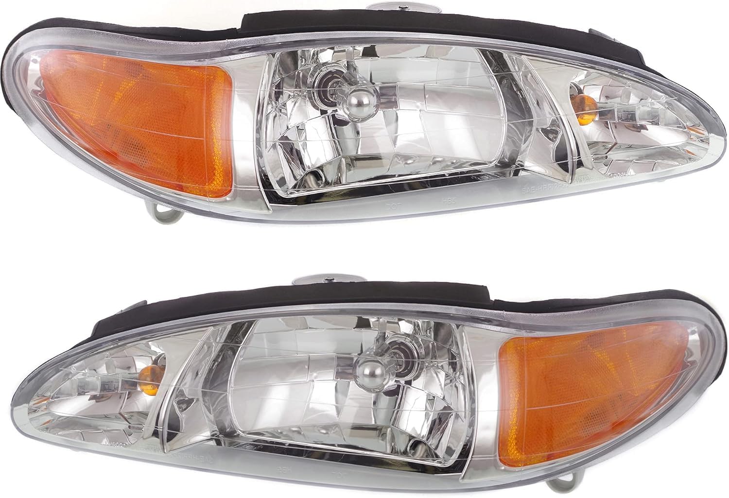 Set Of 2 Front Headlights Assembly With Marker Lamp Right Passenger & Left Driver Side Direct Replacement Compatible With 1997-2002 Ford Escort / 1997-1999 Mercury Tracer FO2502137