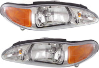 Set Of 2 Front Headlights Assembly With Marker Lamp Right Passenger & Left Driver Side Direct Replacement Compatible With 1997-2002 Ford Escort / 1997-1999 Mercury Tracer FO2502137