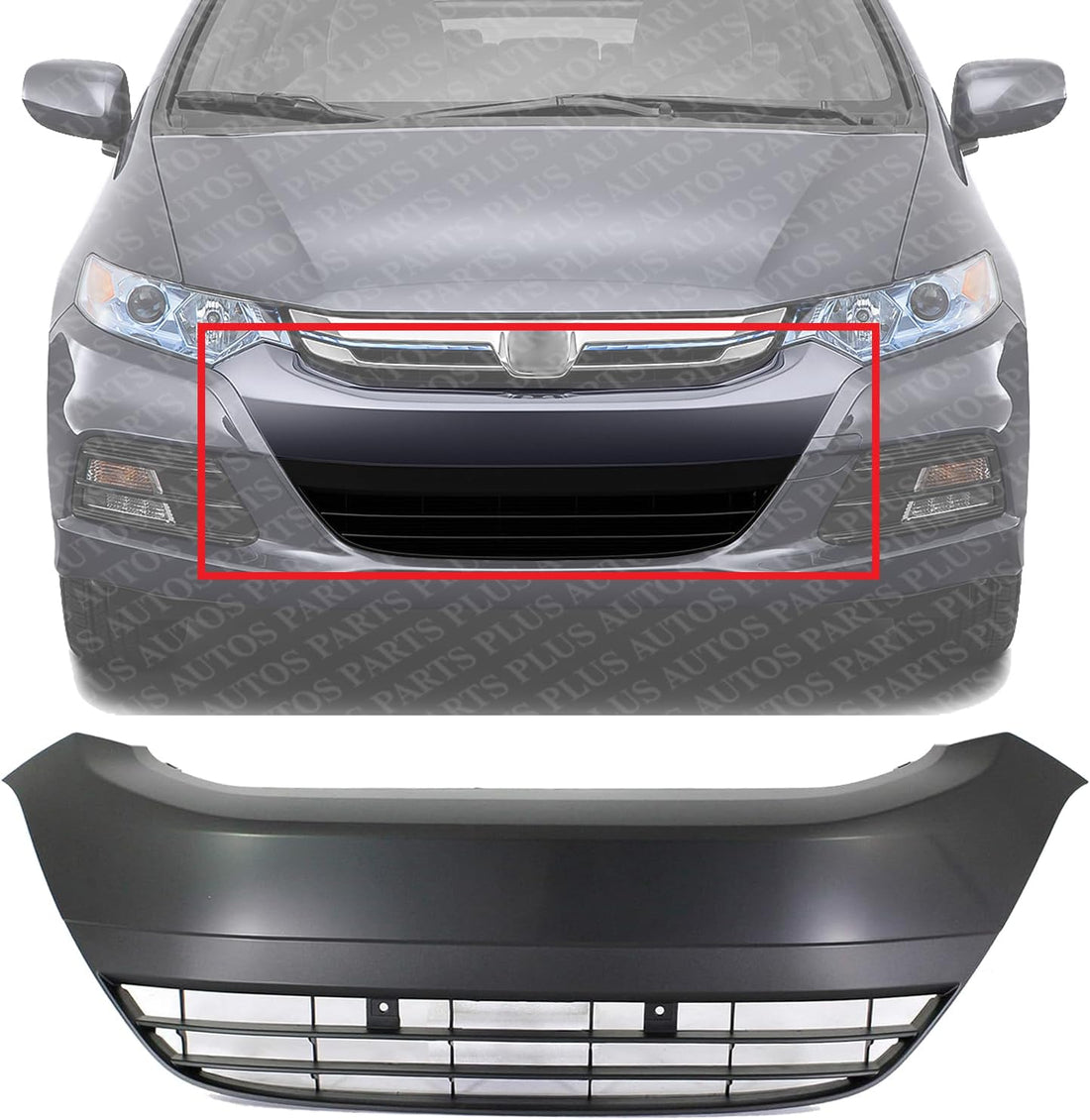 Front Bumper Grille Primed Plastic Direct Replacement Compatible With 2010-2014 Honda Insight HO1036108 71105TM8A01ZA