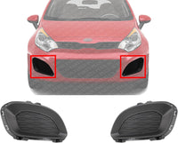 Set Of 2 Front Fog Light Cover Primed Plastic Right Passenger & Left Driver Side Direct Replacement Compatible With 2012-2015 Kia Rio KI1039122 KI1038122 865241W200 865231W200