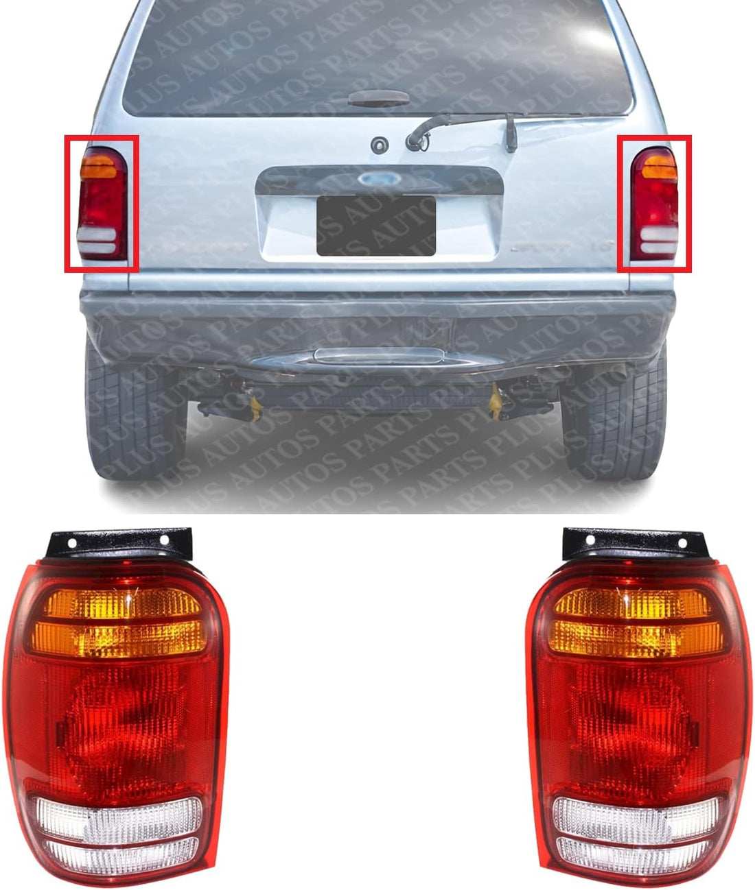 Set Of 2 Tail Light Lens And Housing Right Passenger & Left Driver Side Direct Replacement Compatible With 1998-2001 Ford Explorer/Mercury Mountaineer FO2801120 FO2800120