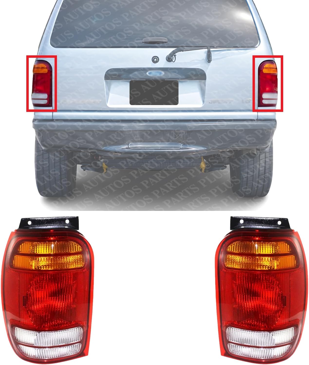Set Of 2 Tail Light Lens And Housing Right Passenger & Left Driver Side Direct Replacement Compatible With 1998-2001 Ford Explorer/Mercury Mountaineer FO2801120 FO2800120
