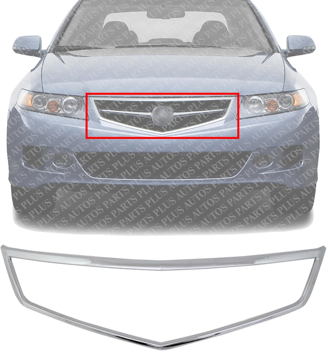 Front Grille Molding Chrome Direct Replacement Compatible With 2006-2008 Acura TSX AC1210108 71122SECA02