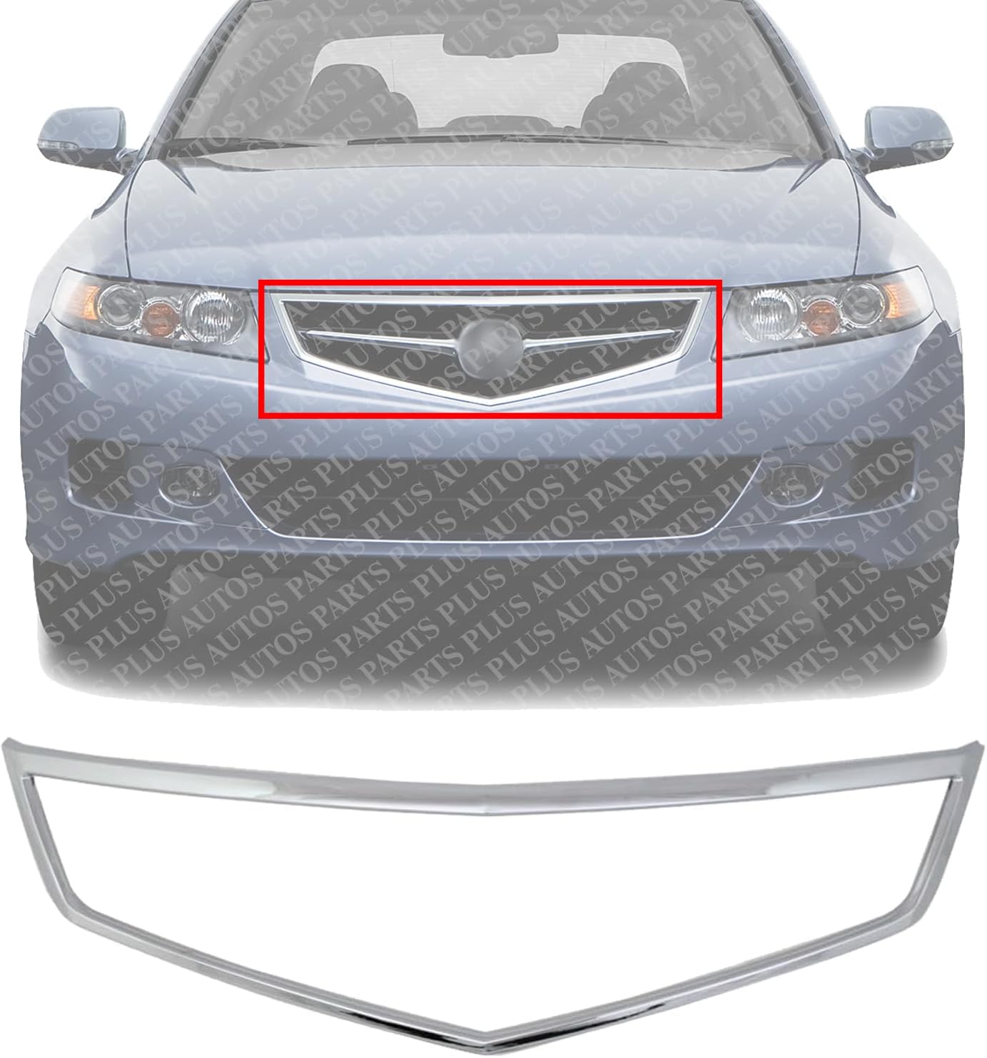 Front Grille Molding Chrome Direct Replacement Compatible With 2006-2008 Acura TSX AC1210108 71122SECA02