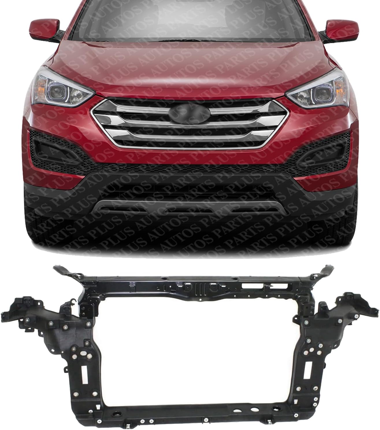 Front Radiator Support Assembly Plastic With Steel Direct Replacement Compatible With 2013-2018 Hyundai Santa Fe Sport HY1225176 641014Z000