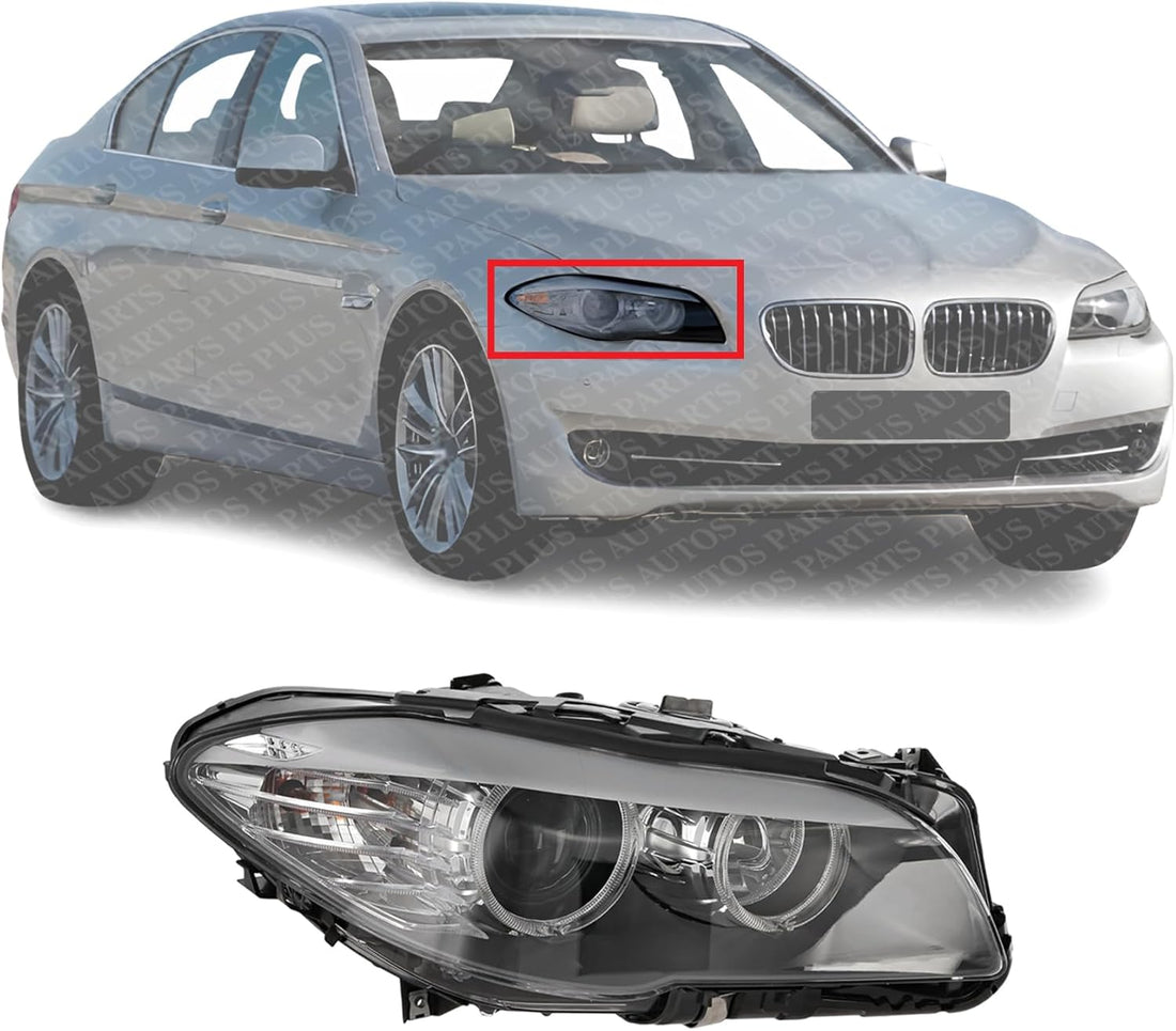 Front Headlight Assembly Halogen Right Passenger Side Direct Replacement Compatible With 2011-2013 BMW 5-Series BM2503174 63117203244