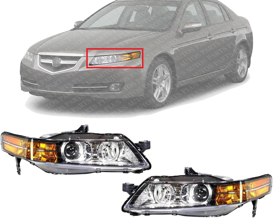 Set Of 2 Front Headlight Assembly Lens And Housing Right Passenger & Left Driver Side Direct Replacement Compatible With 2007-2008 Acura TL AC2502113 AC2503113 33151SEPA22 33101SEPA22