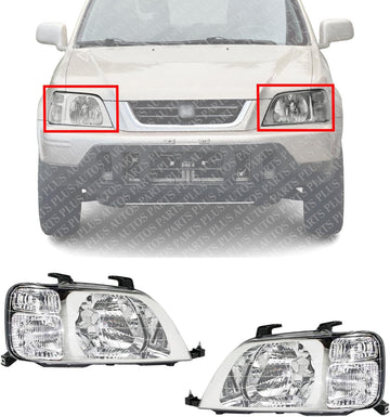 Set Of 2 Front Headlight Lens And Housing Halogen Right Passenger & Left Driver Side Direct Replacement Compatible With 1997-2001 Honda CR-V HO2502112 HO2503112 33151S10A01
