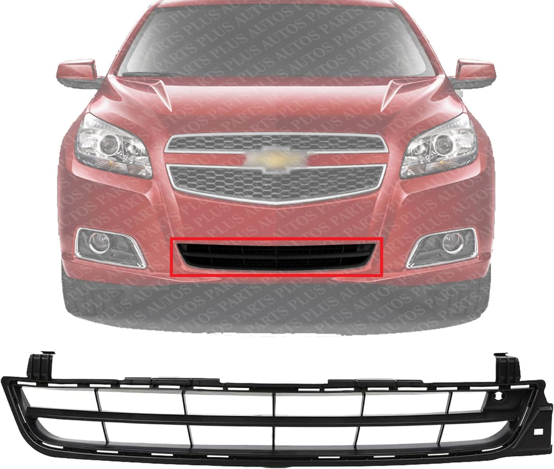 Front Bumper Grille Textured Dark Gray Plastic Direct Replacement Compatible With 2013 Chevrolet Malibu GM1036149 22869137