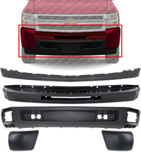 Front Bumper Primed + Lower Valance Air Deflector + Extension Textured + End Caps Left Driver & Right Passenger Side Direct Replacement Compatible With 2009-2013 Chevy Silverado 1500
