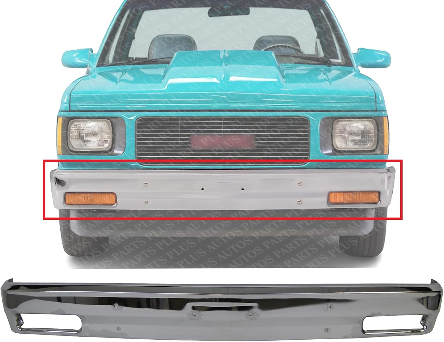Front Bumper Face Bar Chrome Steel Without Molding Holes Direct Replacement Compatible With 1983-1990 Chevrolet S10 Blazer / 1982-1990 Pickup GM1002365 14033726