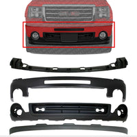 Front Bumper Primed Steel + Bracket Cover + Lower Valance Air Deflector Textured + Extension Direct Replacement Compatible With 2007-2013 GMC Sierra 1500 GM1002832 GM1015100