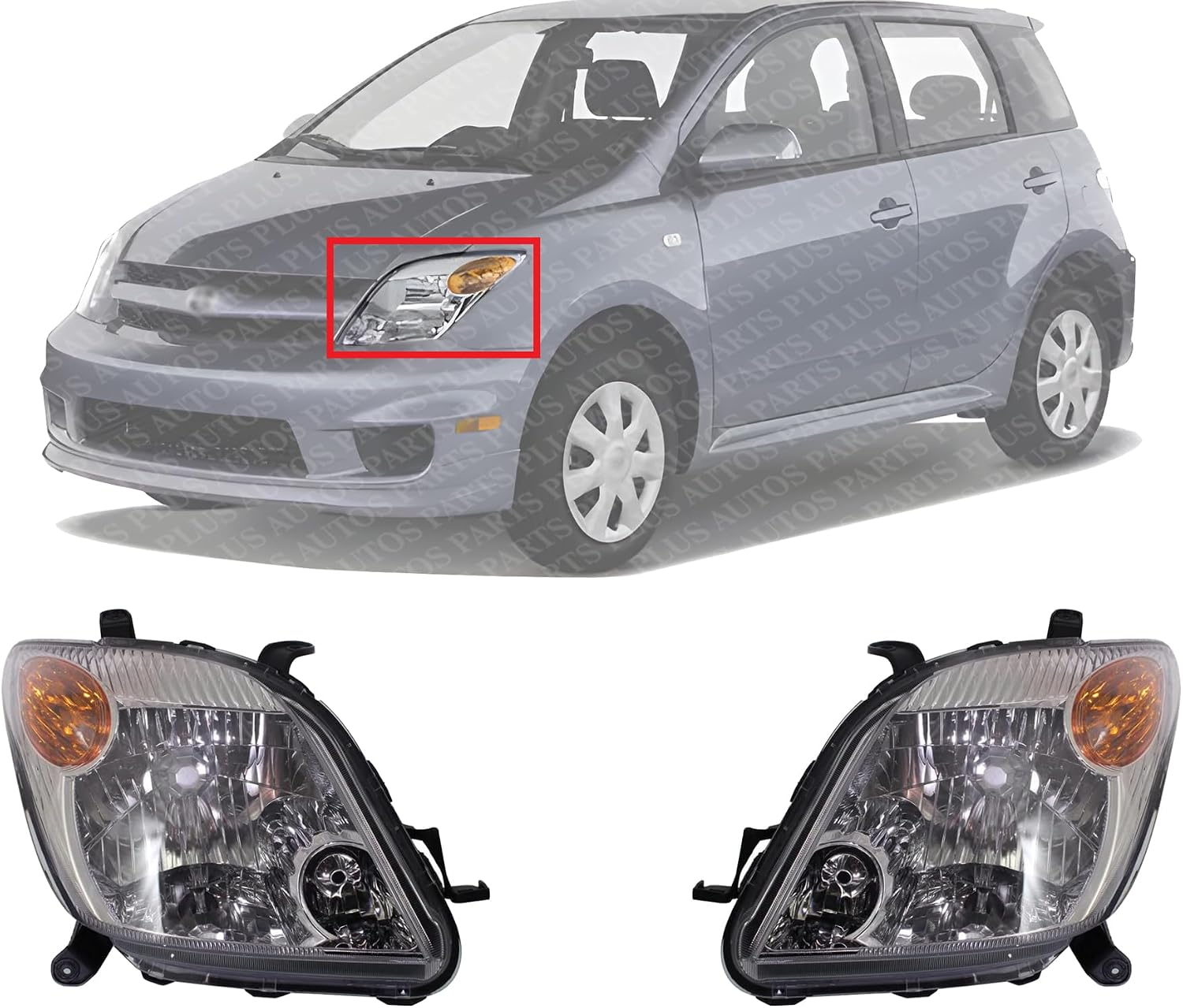 Set Of 2 Front Head Light Assembly Lens And Housing Left Driver & Right Passenger Side Direct Replacement Compatible With 2006 Scion xA SC2519105 SC2518105 8113052651 8117052641