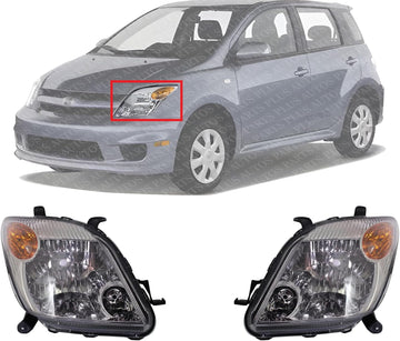 Set Of 2 Front Head Light Assembly Lens And Housing Left Driver & Right Passenger Side Direct Replacement Compatible With 2006 Scion xA SC2519105 SC2518105 8113052651 8117052641