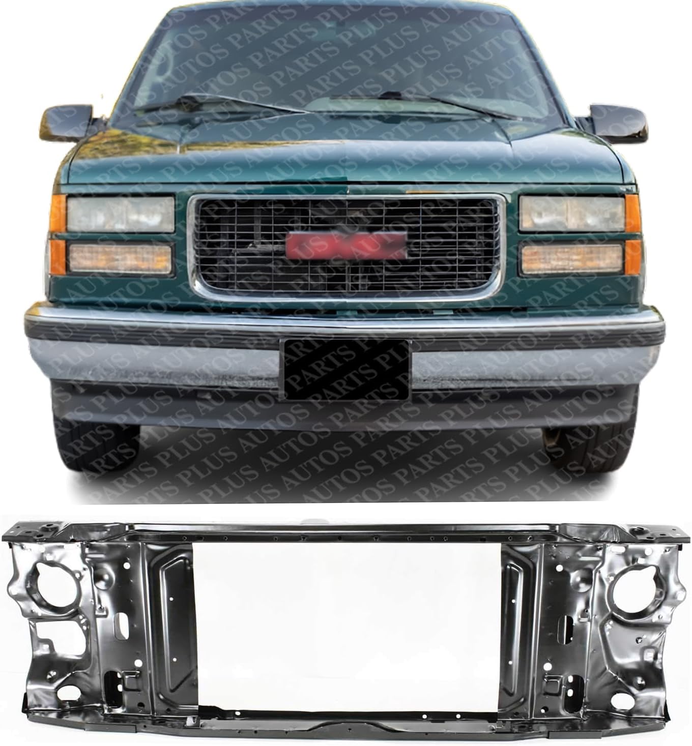 Front Radiator Support Assembly Steel Direct Replacement Compatible With 1988-2000 GMC/Chevrolet C/K Full Size Pickup GM1225110 GM1225145 15149285 15149287