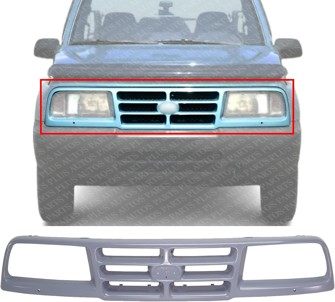 Front Grille Primed Plastic Direct Replacement Compatible With 1996-1998 Geo Tracker GM1200379 91172729