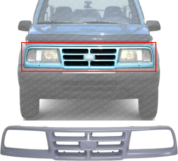 Front Grille Primed Plastic Direct Replacement Compatible With 1996-1998 Geo Tracker GM1200379 91172729