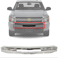 Front Bumper Impact Bar Chrome Steel Direct Replacement Compatible With 2009-2013 Chevrolet Silverado 1500/2007-2010 2500 3500 GM1002831 15941850