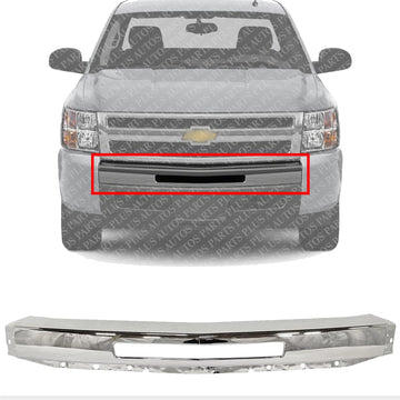 Front Bumper Impact Bar Chrome Steel Direct Replacement Compatible With 2009-2013 Chevrolet Silverado 1500/2007-2010 2500 3500 GM1002831 15941850