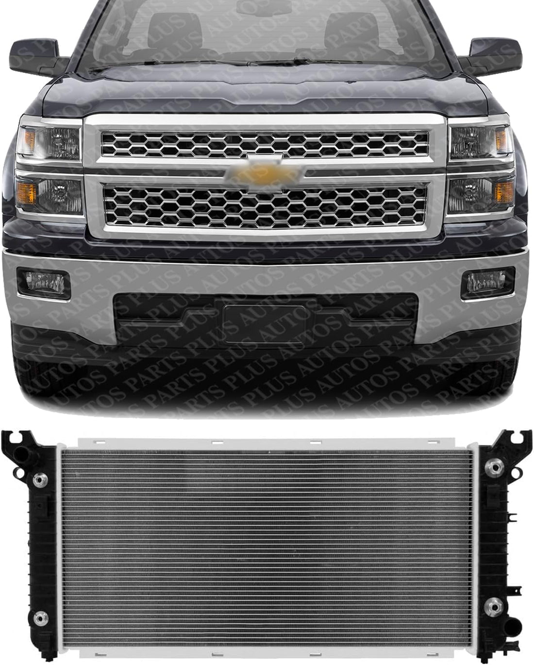 Front Radiator Aluminum Core Direct Replacement Compatible With 2014-2015 Chevrolet Silverado/GMC Sierra 1500/2015-2017 Suburban / 2016 Yukon GM3010565 84207656