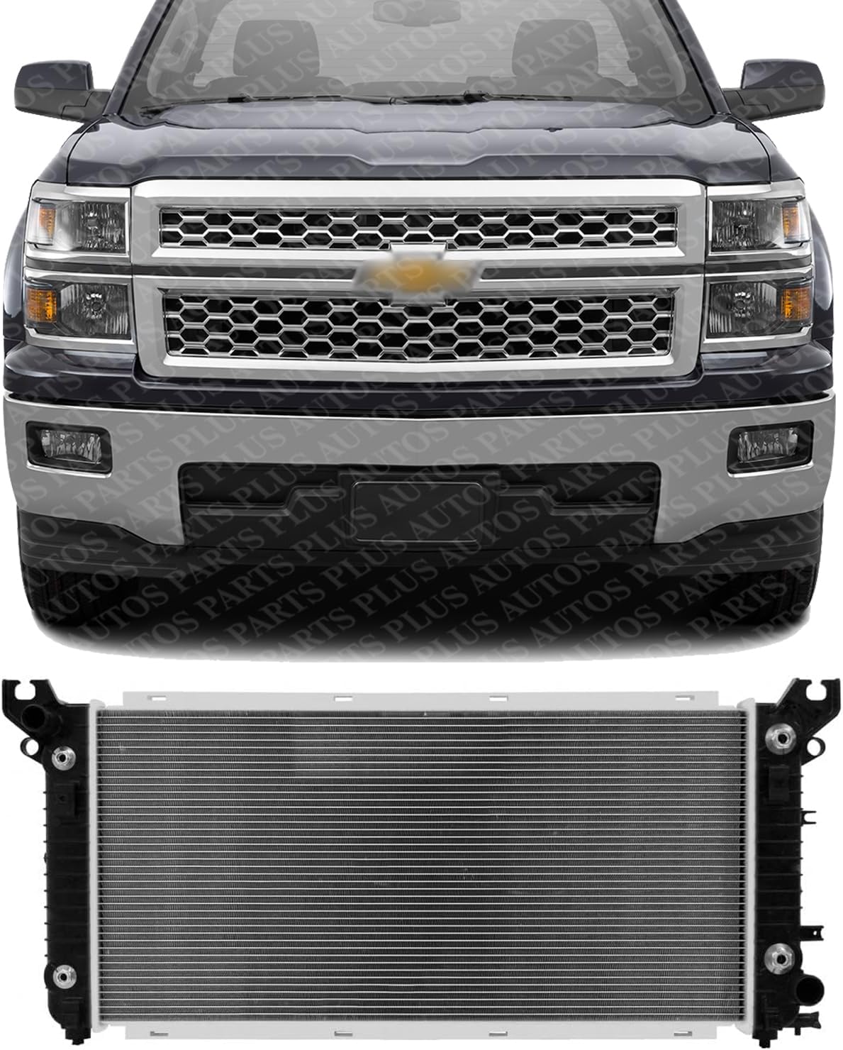Front Radiator Aluminum Core Direct Replacement Compatible With 2014-2015 Chevrolet Silverado/GMC Sierra 1500/2015-2017 Suburban / 2016 Yukon GM3010565 84207656