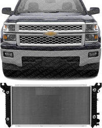 Front Radiator Aluminum Core Direct Replacement Compatible With 2014-2015 Chevrolet Silverado/GMC Sierra 1500/2015-2017 Suburban / 2016 Yukon GM3010565 84207656
